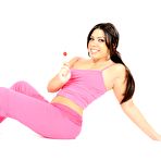 Pic of Naughty teen without anything on her tits Summer Slate plays with panty and lollipop