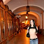 Pic of Playful brunette teen Dawn Avril is on excursion watching the sightseeing and showing nude boobs