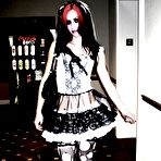 Pic of Steamy gothic party with horny Dawn Avril as a bride playing around and having her tits kissed