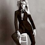 Pic of Raquel Zimmermann black-&-white sexy and topless posing photoshoot