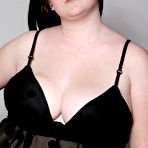 Pic of BBW cutie Jessica Fabulous strips out of black and takes long dildo up her shaved pussy