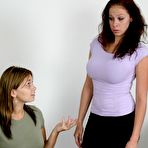 Pic of Bosomy Giana fucks guy in the ass with strapon in front of curious clothed girl