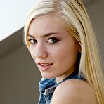 Pic of Blue-eyed blonde in denim shows her perfectly smooth pussy on cam - IamXXX.com