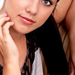 Pic of Dark-haired seductress with long slender legs fingering herself, almost - aMetart.com