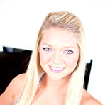 Pic of Hot blonde Jessie Andrews spreads and poses in doggy then deeply throats the dick