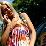 Pic of Blonde Betsy gets naked and licks a massive penis