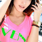 Pic of Brunette with piercing blue eyes posing naked in the neck of the woods - aMetart.com