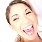 Pic of Playful Madaline Allure licks the balls waiting for the splash of semen