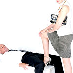 Pic of Dominating female Lady Sonia mercilessly trampling her slave&rsquo;s face with high heels