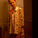 Pic of Lanky redhead with blue-eyes sliding her tiny panties to the side - aMetart.com