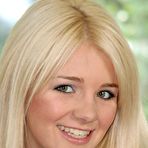 Pic of Pretty blonde Holly Van Hough in short skirt gets nude and spreads her meaty pussy lips