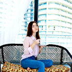 Pic of XXX Beautiful Staffie strips on the couch baring her creamy, slender body.paloma met art 19