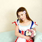 Pic of Sweet brunette girl with beautiful big tits gets rid of her sexy clothes and spreads her legs while posing on the couch. pics