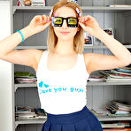 Pic of Check out this amazing little blonde babe as she poses naked wearing her cute and sexy striped socks. pics