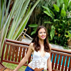 Pic of Nude Hilary C strips on the bench as she displays her tight body.