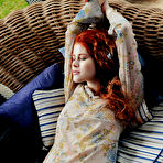 Pic of Redhead Adel C flaunts her pink, perky nipples and sweet pussy on the couch. - Hotnudegf.com