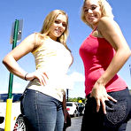 Pic of Two naughty babes with curvy asses Mia Bella and Shortly get slammed and cummed on faces