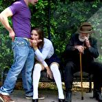 Pic of 			Grandpa is watching teen brunette babe being hotly fucked at bus stop - 18TUBE.XXX
		
