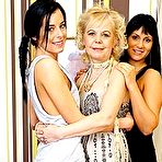 Pic of Three old and young lesbians have fun on bed