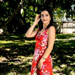 Pic of Natalie Brooks - Smiling beauty takes off her pretty red dress for you - Spicy Nubiles