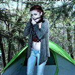 Pic of SexPreviews - Lola Fae petite pigtails redhead is bound in metal and strapped in kinky dungeon