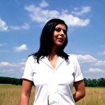 Pic of Angela showing boobs in the field (Polish Busty)