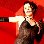 Pic of Perfect Kinky Gothic Girl in Retro Corsage Garter Nylon Stockings Gloves Boots and Whip