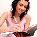 Pic of Abigail at AllTeenStars.com-Tight teen Abigail does her homework wearing a see-through panties