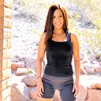 Pic of Brunette girl exposing nude on public