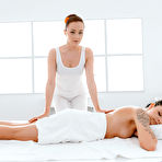 Pic of Quinn Diamond and Alya Stark licking pussies on the massage table