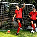 Pic of Crazy group fuck session with Mindy Main and her fellow soccer players sharing a fat cock