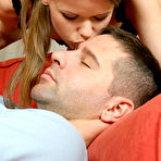Pic of Brown Haired Teen Jenny Noel Blows A Cock And Gets Licked On The Red Couch / DefineBabe.com