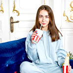 Pic of Vivian Grace teases and then fucks her boyfriend on the blue sofa