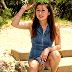 Pic of Hairy mom playing with herself in a public forest