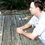 Pic of Naughty Mag - Sophia Layne, Andy Mann - Everything is for sale, even Sophia's cunt. She fucks a client on a picnic bench and catches a load on her chin.