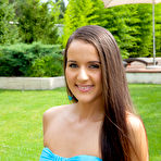 Pic of Sexy petitte brunette Adriana showing off pussy outdoors -  - Spank It Now!