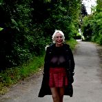Pic of Barby Pulls down her tights and flashes her cunt to the public &ndash; Bare Milfs