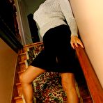 Pic of Mature in granny pants poses on the stairs with her ass up and then exposes her meaty pussy by opening her legs &ndash; Bare Milfs
