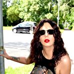 Pic of Public slut exposes her tattooed tits & bald cunt in a very public place &ndash; Bare Milfs