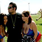 Pic of Cheerleader Brandy Talore lets her coach look at her pussy while Jayden Jaymes jerks him off &ndash; Bare Milfs