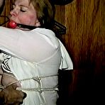 Pic of tied-and-gagged.com | 30 Yr OLD BBW SINGLE MOM IS TAPE GAGGED, BAREFOOT, BALL-GAGGED, TIT TIED, NIPPLE PINCHED AND TIED TO A COAT RACK (D73-17)