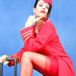 Pic of Leggy Stewardess Eve Miller in sexy red Lingerie
