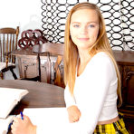 Pic of Naughty Mag - Mandy Summers - Fun blonde teenager from California spreads her pink cunt and smiles as she fingers her snatch.