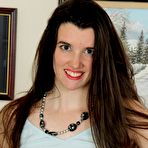 Pic of Long haired amateur Gabby Smith spreads her hairy muff after getting naked
