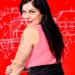 Pic of Brunette plumper Belisa rips open her pantyhose to masturbate with a vibrator