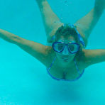 Pic of Amateur chick Amber Lynn Bach takes off her bikini while going for a swim