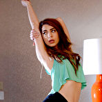 Pic of Teen babe Joseline Kelly undressing for masturbation of ginger pussy