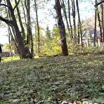 Pic of White girl Naomi Bennet takes a piss in a park on a chilly day