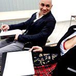 Pic of Busty schoolgirl Candy Alexa undress uniform for a classroom fuck