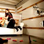 Pic of Asian chick Asa Akira is forced into lesbian sex while tied up with red ropes